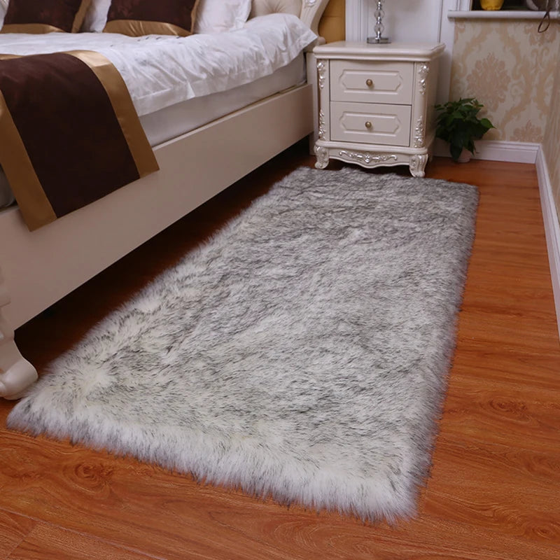 Soft Faux Sheepskin Plush Rug – Bedroom & Living Room Mat Plush Area Rug Nixie