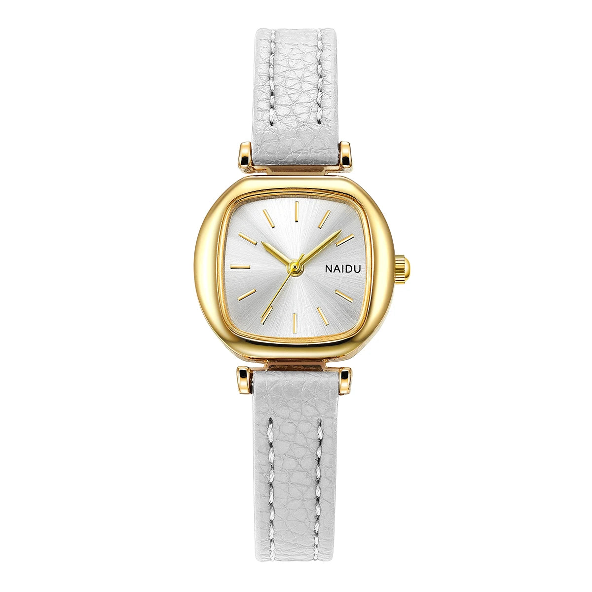 Naidu College Style Casual Quartz Watch – Leather Band Quartz Wristwatch Nixie WHITE