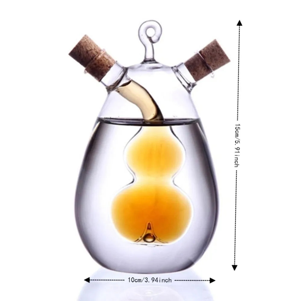 Glass 2-in-1 Olive Oil & Vinegar Dispenser Bottle 350ml Oil Vinegar Dispenser Nixie
