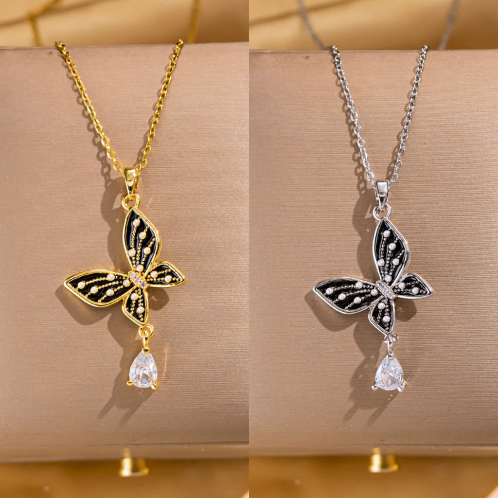 Pearl Butterfly Tassel Pendant Necklace – Women's Clavicle Chain Pendant Necklace Nixie