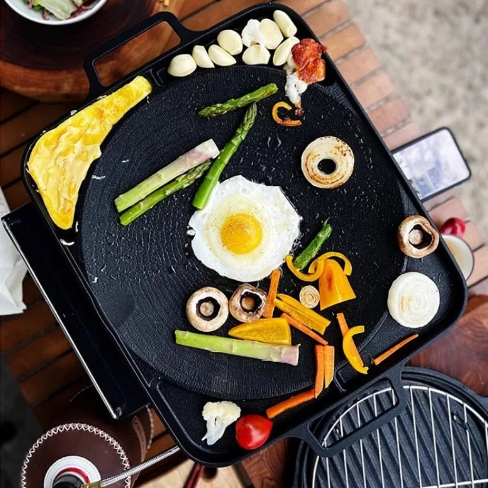 Korean Nonstick BBQ Grill Pan – Cast Aluminum Indoor/Outdoor BBQ Grill Pan Nixie