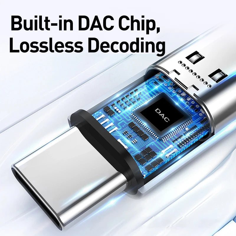 Rocoren USB-C to 3.5mm Audio Adapter – DAC AUX Headphone Cable Audio Adapter Cable Nixie