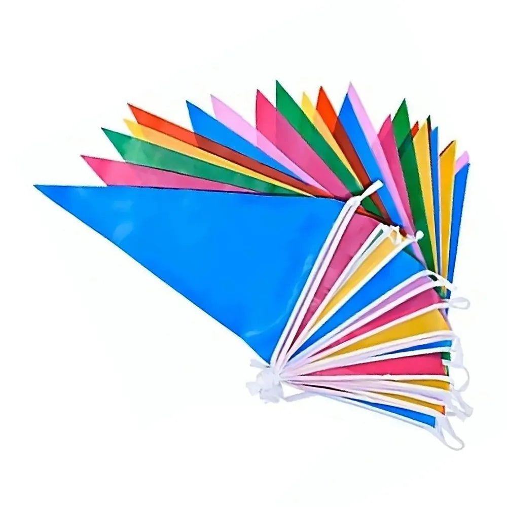 50M Multicolor Pennant Banner – 100 Triangle Flags for Parties