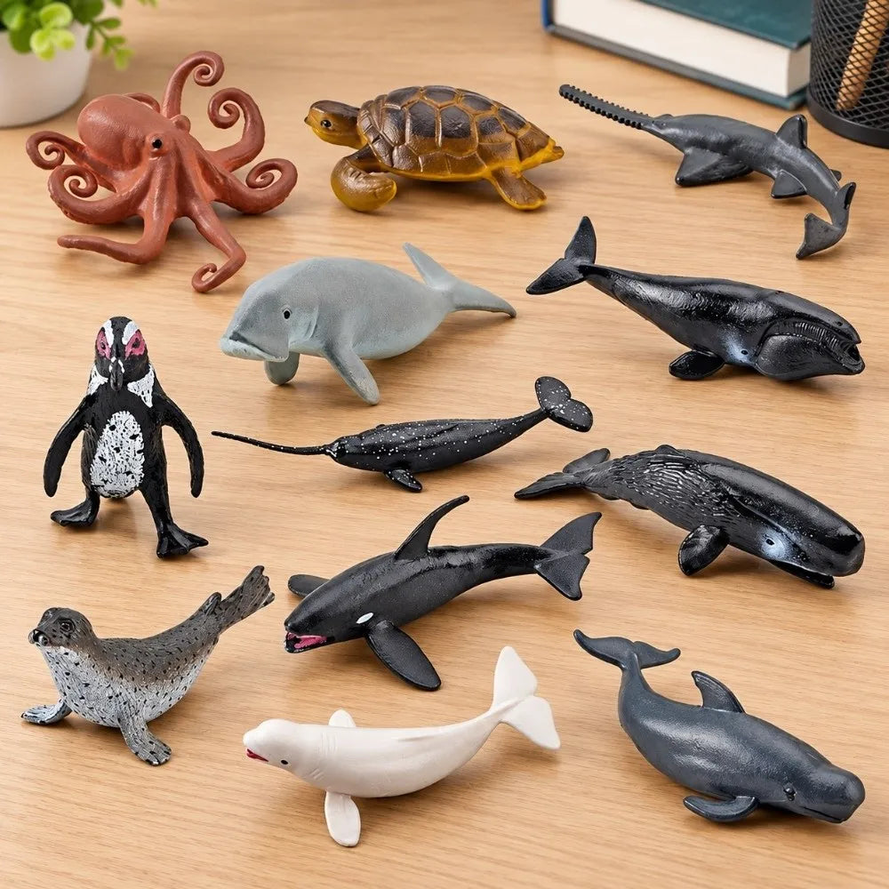 12PCS Miniature Ocean Animal Figurines – Sea Creature Models Animal Figurine Set Nixie
