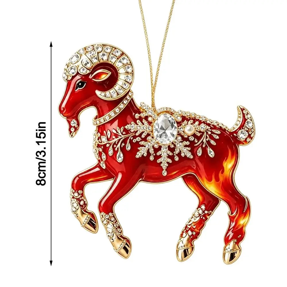 Acrylic Goat Hanging Ornament with Rhinestones | Holiday Décor Holiday Hanging Ornament Nixie