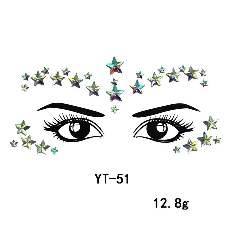 3D Crystal Rhinestone Face Stickers – Festival & Masquerade Face Gem Stickers Nixie