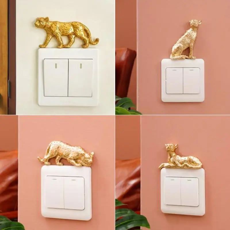 Leopard Resin Light Switch Decoration – Self-Adhesive Wall Decor Wall Decor Figurine Nixie