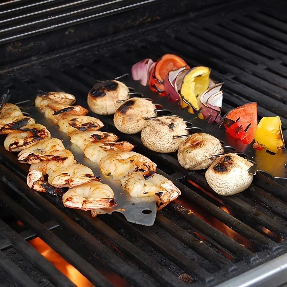2pcs Fish Bone Stainless Steel BBQ Skewers – Kabob Grill Set BBQ Grilling Skewers Nixie