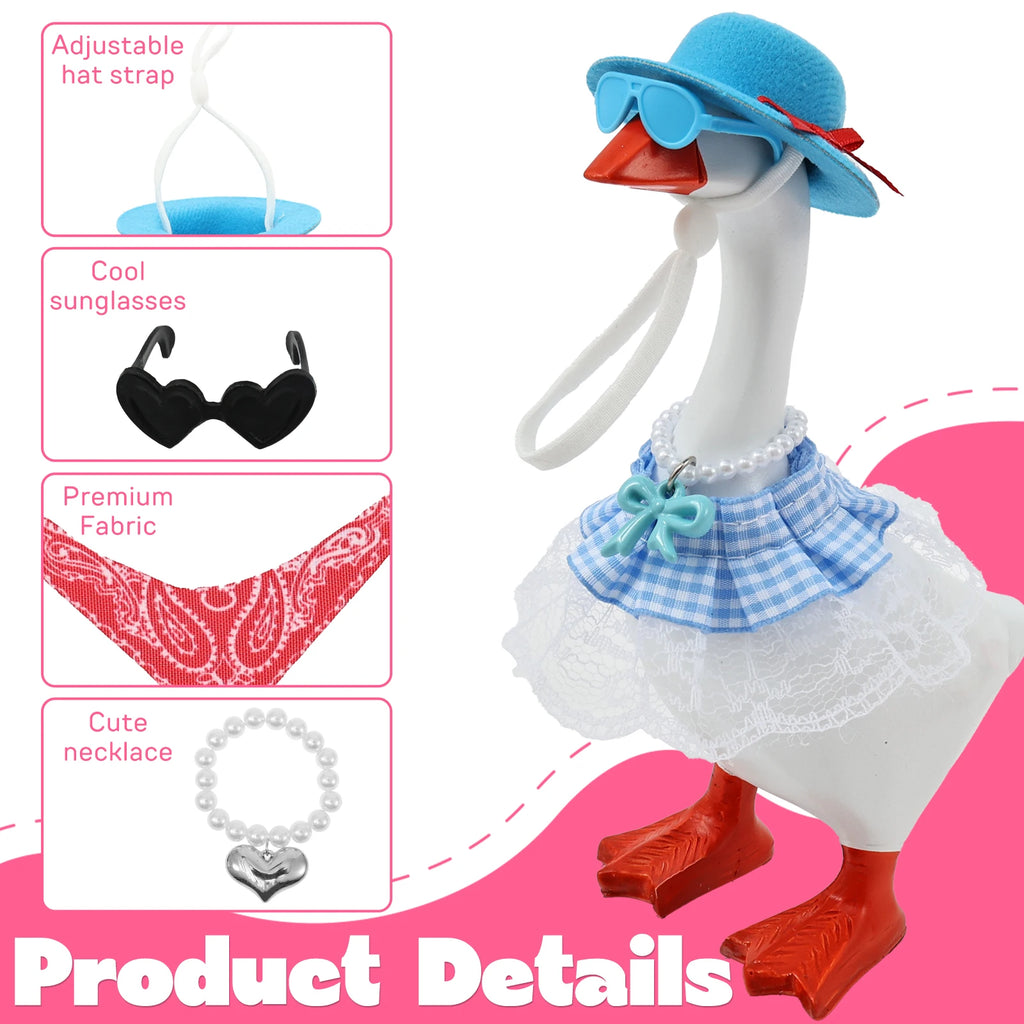 18-Set Mini Desk Goose Outfits – Hats, Glasses & Accessories Desk Figurine Accessories Nixie