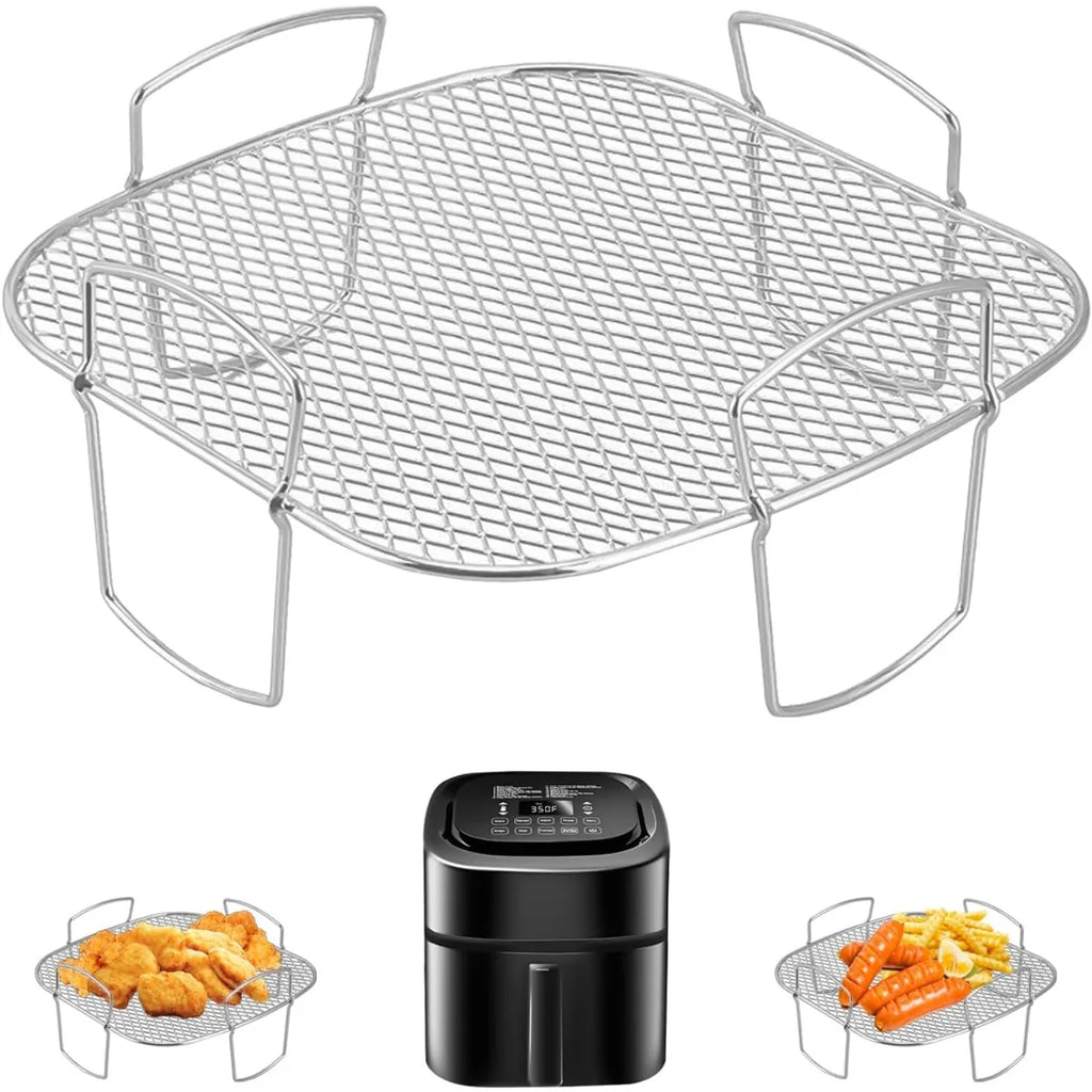 Air Fryer Basket Set – Nonstick Steel Grill Tray & Wire Rack