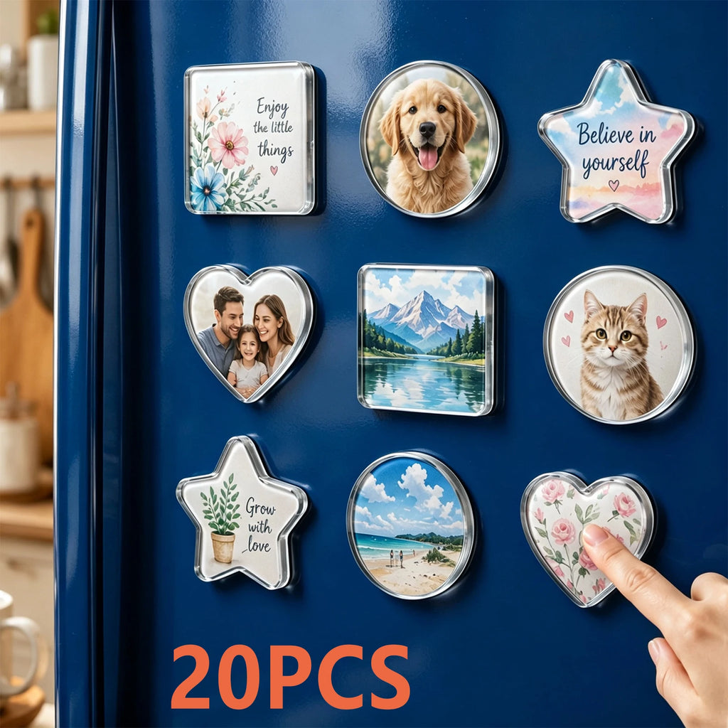 20Pcs DIY Acrylic Fridge Magnet Kit – 4 Shapes Craft Set DIY Craft Kit Nixie