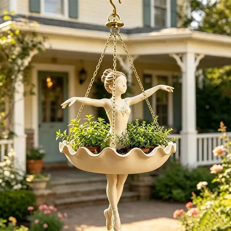 Resin Ballet Dancer Hanging Planter – UV Resistant Ballerina Pot Hanging Planter Nixie
