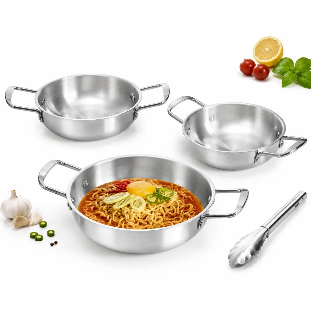 4-Piece Stainless Steel Noodle Soup Pot & Tong Set Cookware Set Nixie