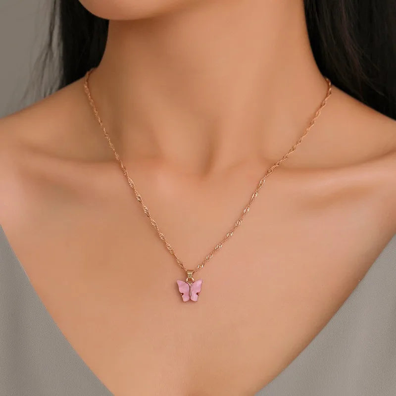 Butterfly Glass Pendant Necklace – Lead-Free & Hypoallergenic Pendant Necklace Nixie
