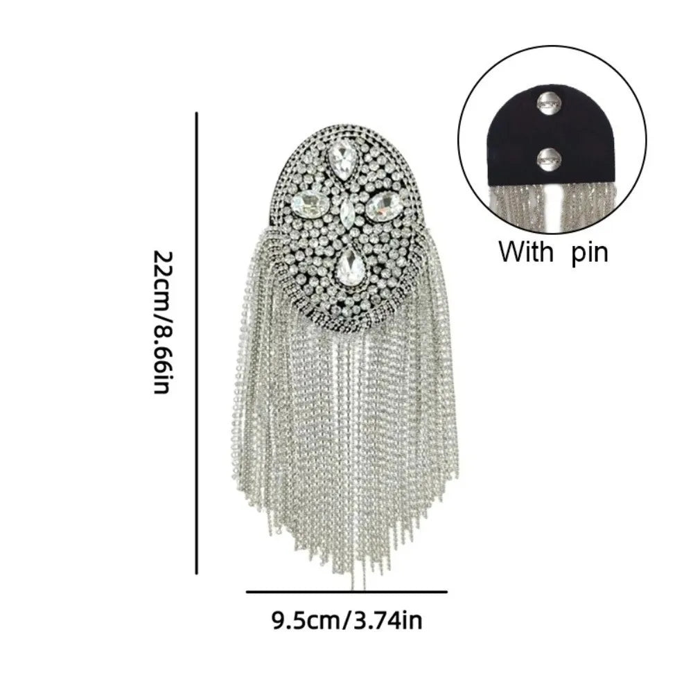 Rhinestone Diamond Tassel Epaulet Detachable Shoulder Brooch Shoulder Brooch Nixie