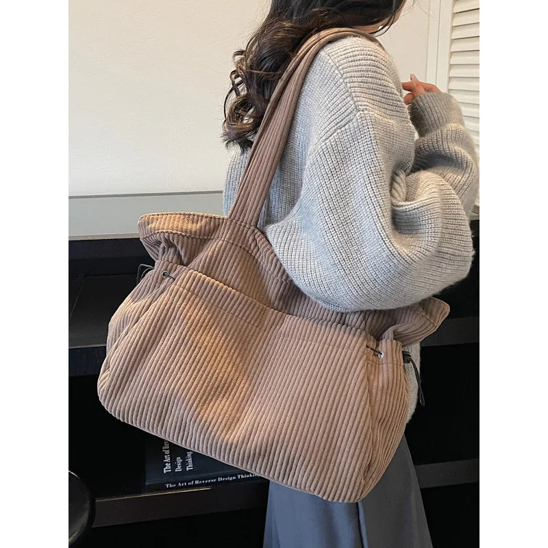 Women's Large Capacity Corduroy Tote Shoulder Bag | Nixie