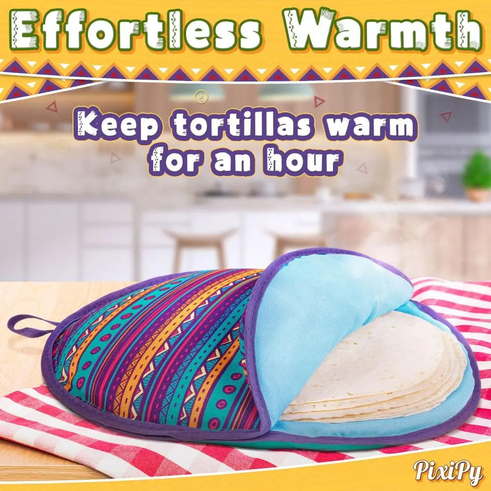 12-Inch Microwavable Tortilla Warmer Pouch – Insulated Reusable Bag Tortilla Warmer Pouch Nixie
