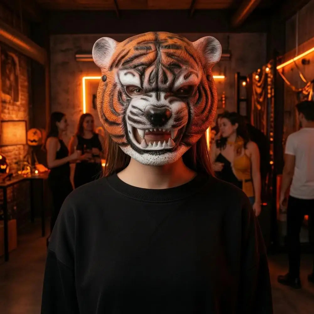 Realistic Tiger Full Face Mask – Halloween & Masquerade Costume