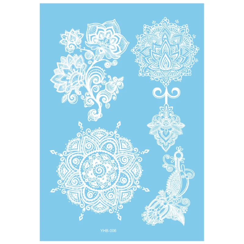 White Lace Temporary Tattoos – Moon Flower Star Body Art
