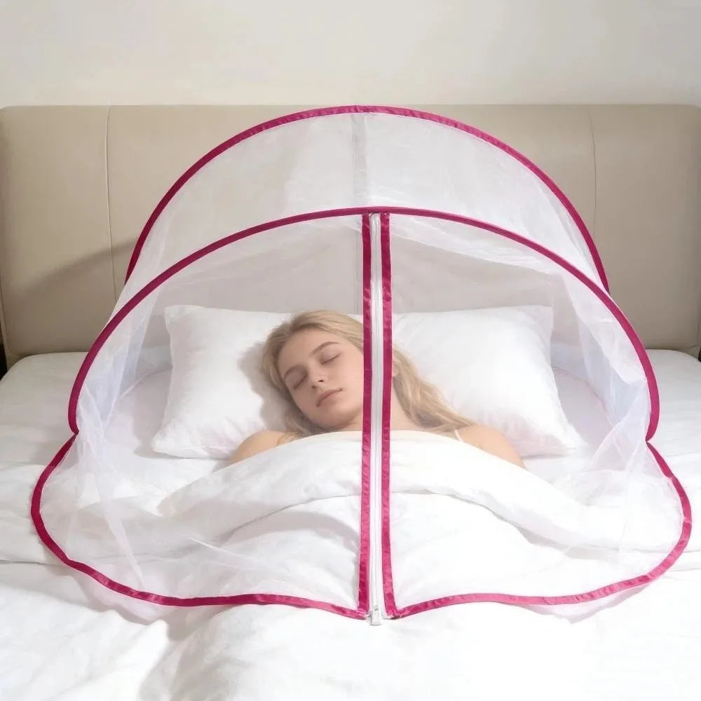 Foldable Pop-Up Bed Mosquito Net – Single Canopy with Zipper