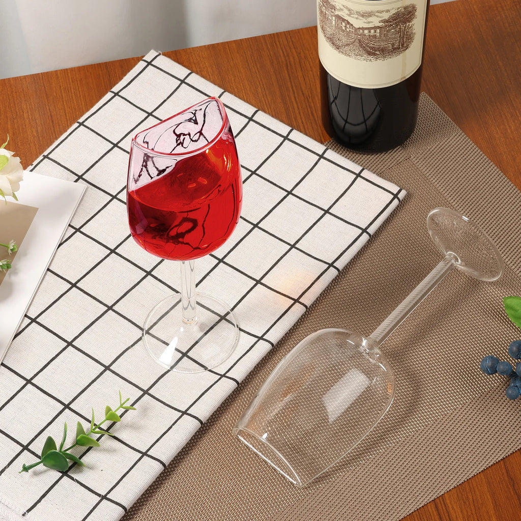 Half Wine Glass Set of 2 | Novelty Crystal Clear Wine Glasses Novelty Wine Glasses Nixie