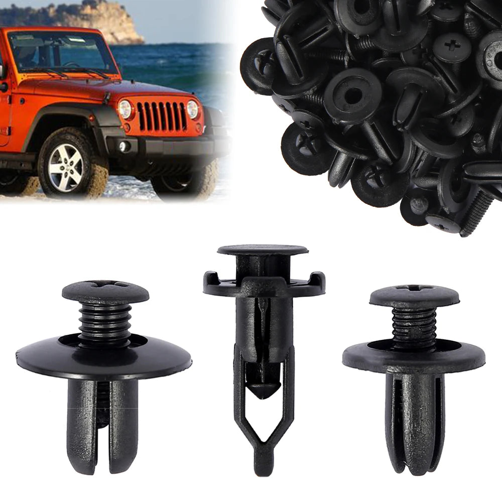 50pcs Car Retainer Clips 6mm 8mm 9mm Plastic Fastener Rivet Kit Auto Fastener Clips Nixie