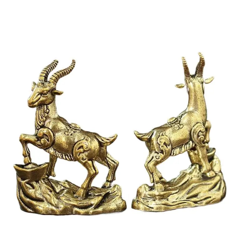 Feng Shui Brass Goat Figurine Lucky Zodiac Desktop Ornament Decorative Figurine Nixie