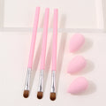 6-Piece Pink Handle Eyeshadow Brush Set with Beauty Sponge Eyeshadow Brush Set Nixie Pink