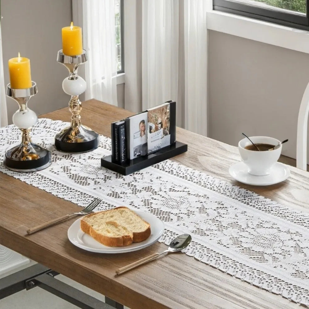 Retro Lace Table Runner with Tassels – Wedding & Dining Décor Lace Table Runner Nixie