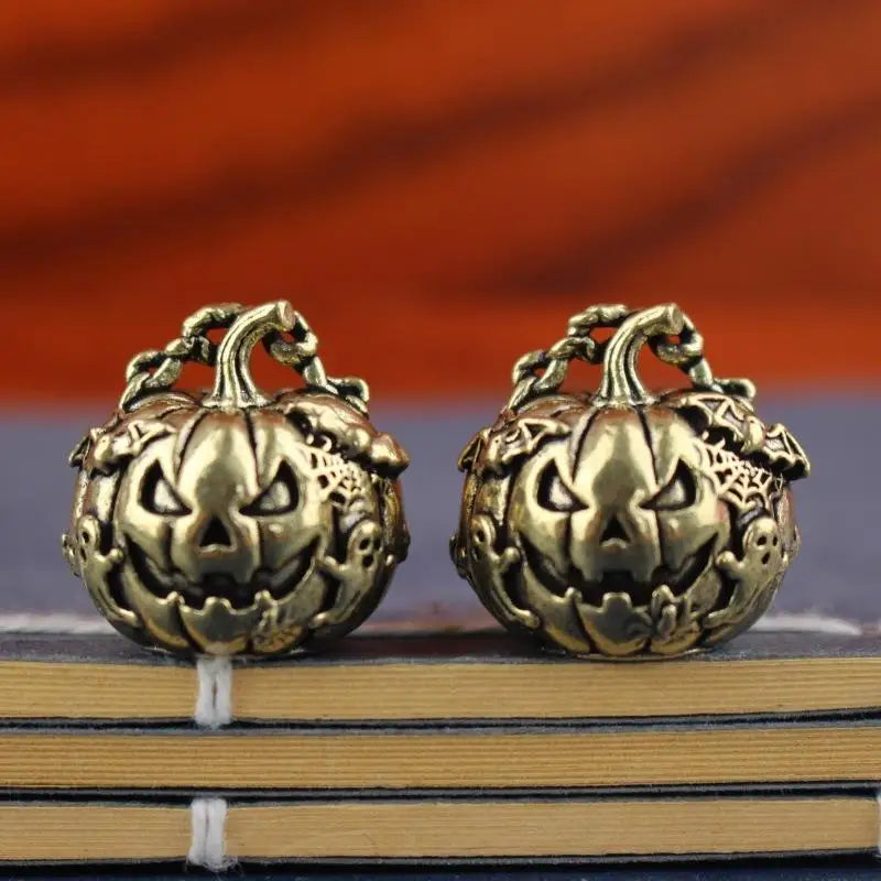 Vintage Brass Halloween Pumpkin Charm Pendant | DIY Keychain Craft Charm Pendant Nixie