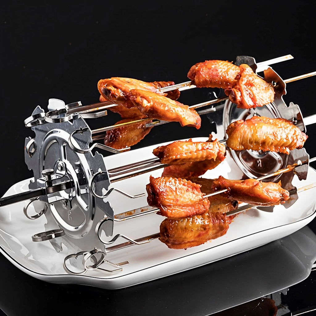 Stainless Steel BBQ Rotisserie Skewer Cage with 10 Skewers BBQ Skewer Cage Nixie