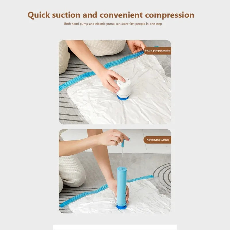 Vacuum Compression Storage Bags Reusable with Hand Pump