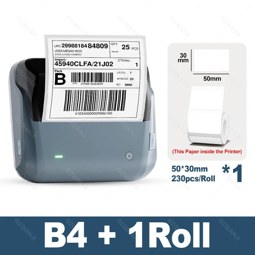 NIIMBOT B4 4-Inch Portable Thermal Label Printer | Bluetooth Thermal Label Printer Nixie NiiMBOT B4