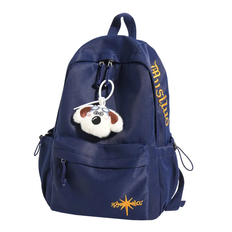 Nixie Embroidered Canvas Backpack | Korean Style, Large Capacity Canvas Backpack Nixie