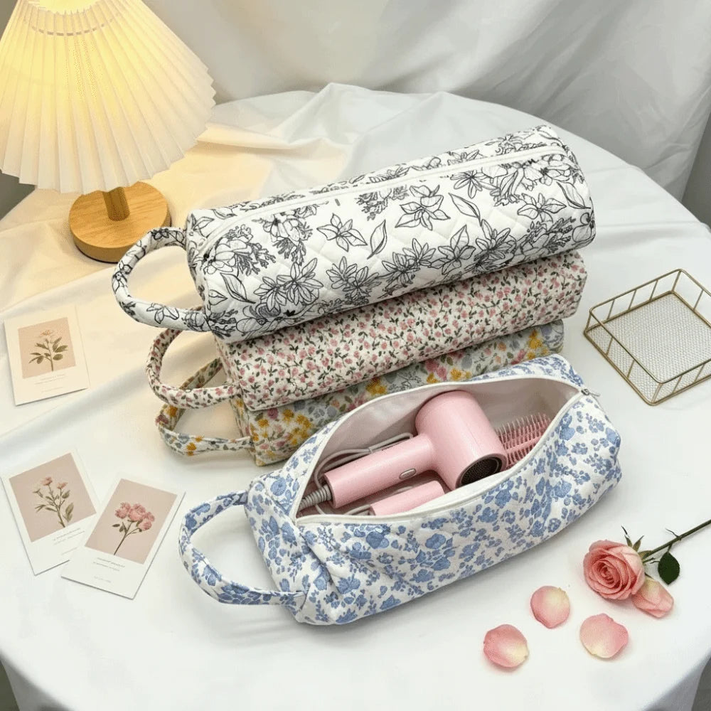 Quilted Cotton Hair Dryer Storage Bag – Dustproof with Handle