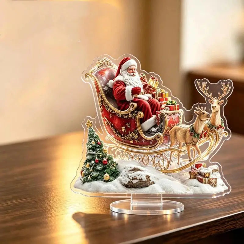 2D Acrylic Santa Reindeer Desktop Christmas Ornament Decor Christmas Acrylic Ornament Nixie