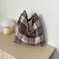 Nixie Plaid Woolen Large Shoulder Bag for Women | Spacious Women's Shoulder Bag Nixie Coffee