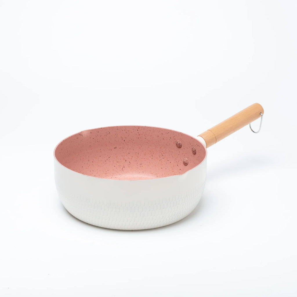 Non-Stick Frying Pan Wood Handle – Home, Camping & Baby Food Non-Stick Skillet Nixie White
