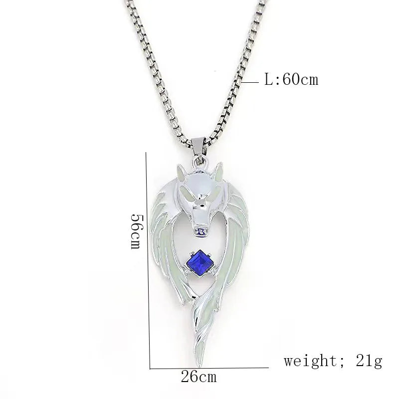 Glow in the Dark Wolf Pendant Necklace | Gothic Punk Steel Chain Pendant Necklace Nixie