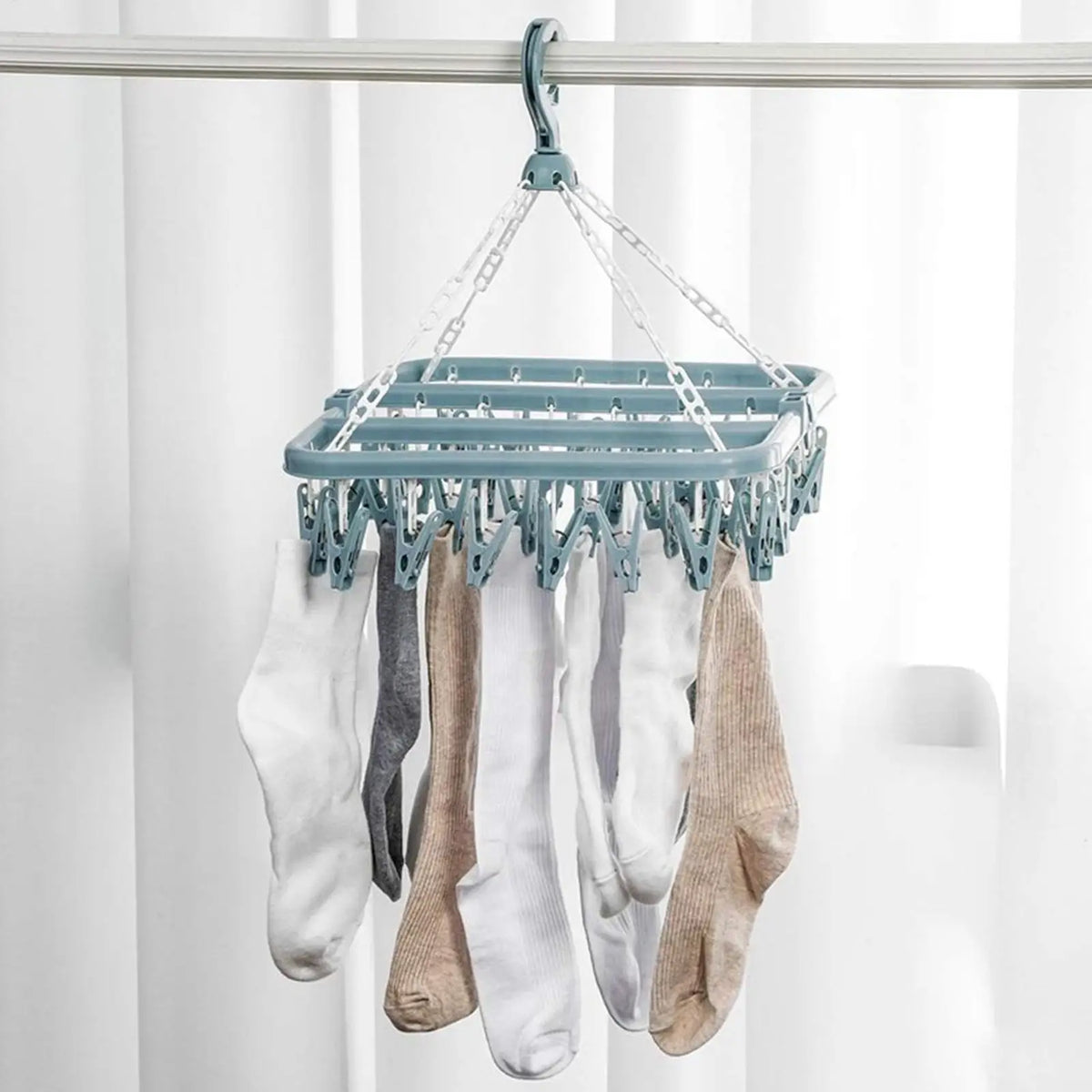 32-Clip Foldable Sock & Laundry Drying Rack Hanger