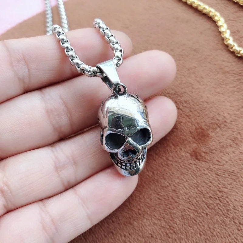 Punk Skull Pendant Necklace | Gold Silver Black Hip-Hop Chain Pendant Necklace Nixie
