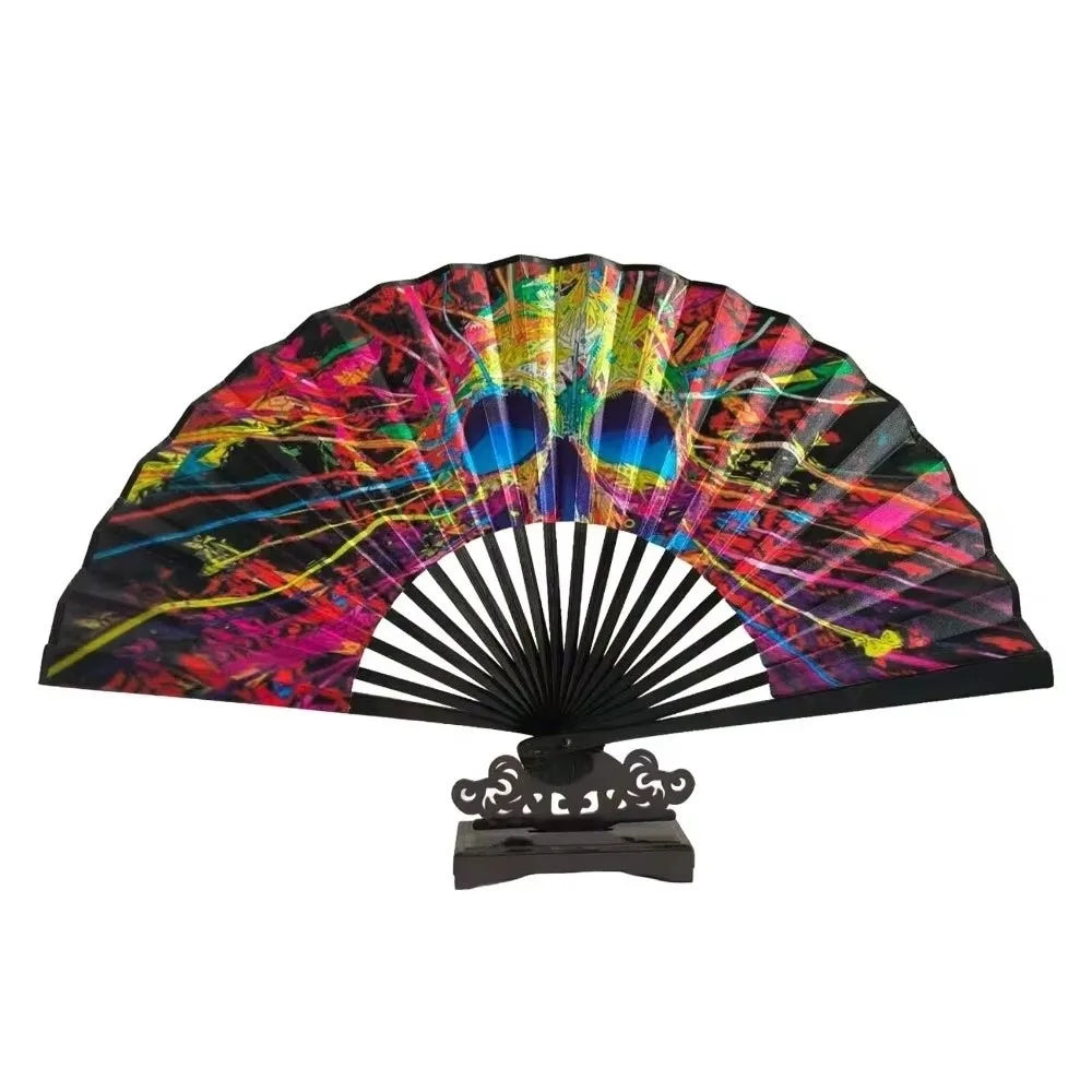 Gradient Folding Hand Fan 23cm | Reflective Leopard Rave Fan Folding Hand Fan Nixie Sk