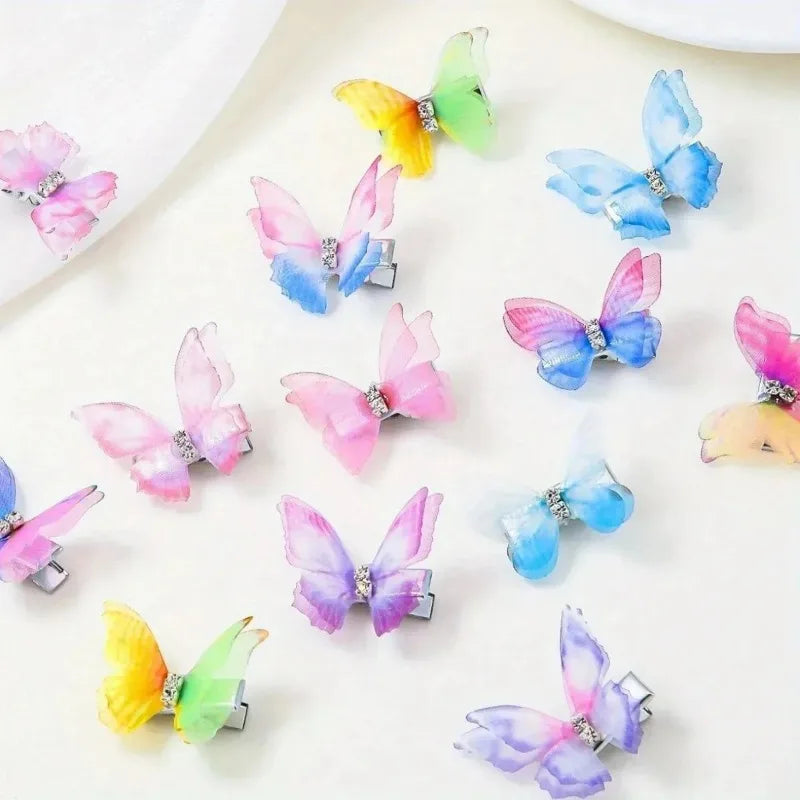 Gradient Butterfly Hair Clips Set 8 or 12 Pcs | Double Layer Butterfly Hair Clips Nixie