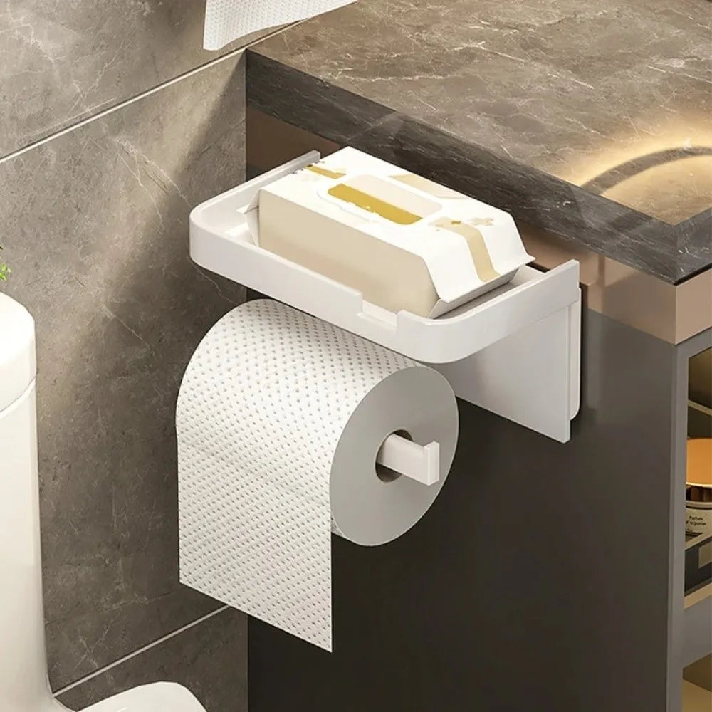No-Drill Wall Mounted Toilet Paper Holder with Shelf Toilet Paper Holder Nixie