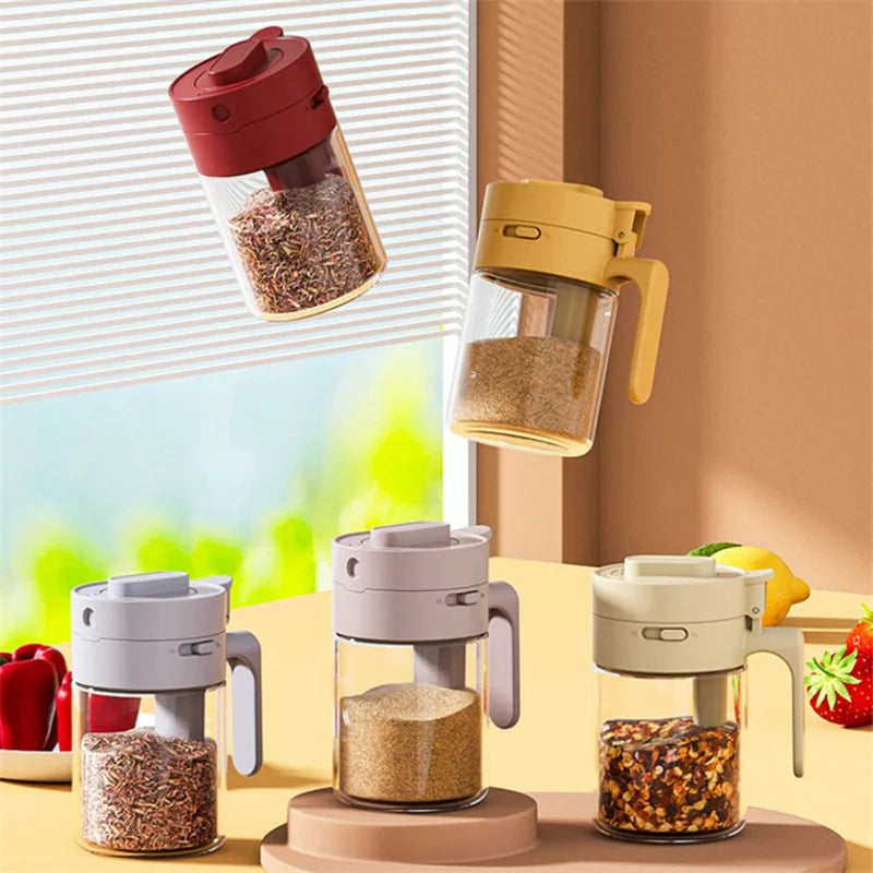 2-in-1 Glass Spice Jar with Built-In Spoon | Moisture-Proof Glass Spice Jar Nixie