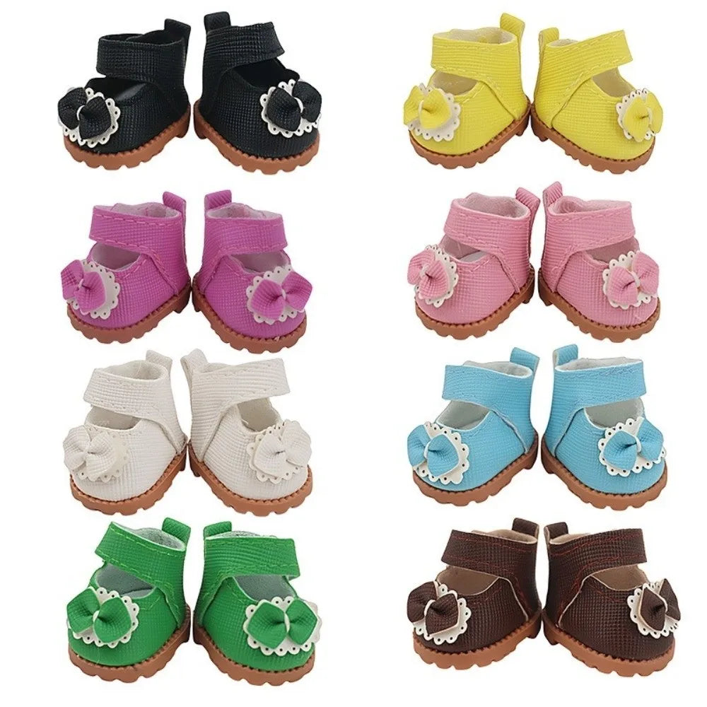 Bow Tie PU Leather Doll Shoes for 17cm Cotton Dolls – 1/6 Doll Accessories Nixie