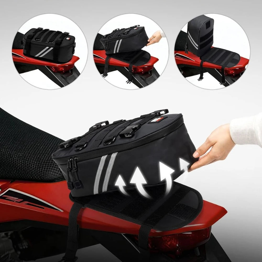 KEMIMOTO 6L Waterproof Motorcycle Fender Tail Bag | Dirt Bike Motorcycle Tail Bag Nixie