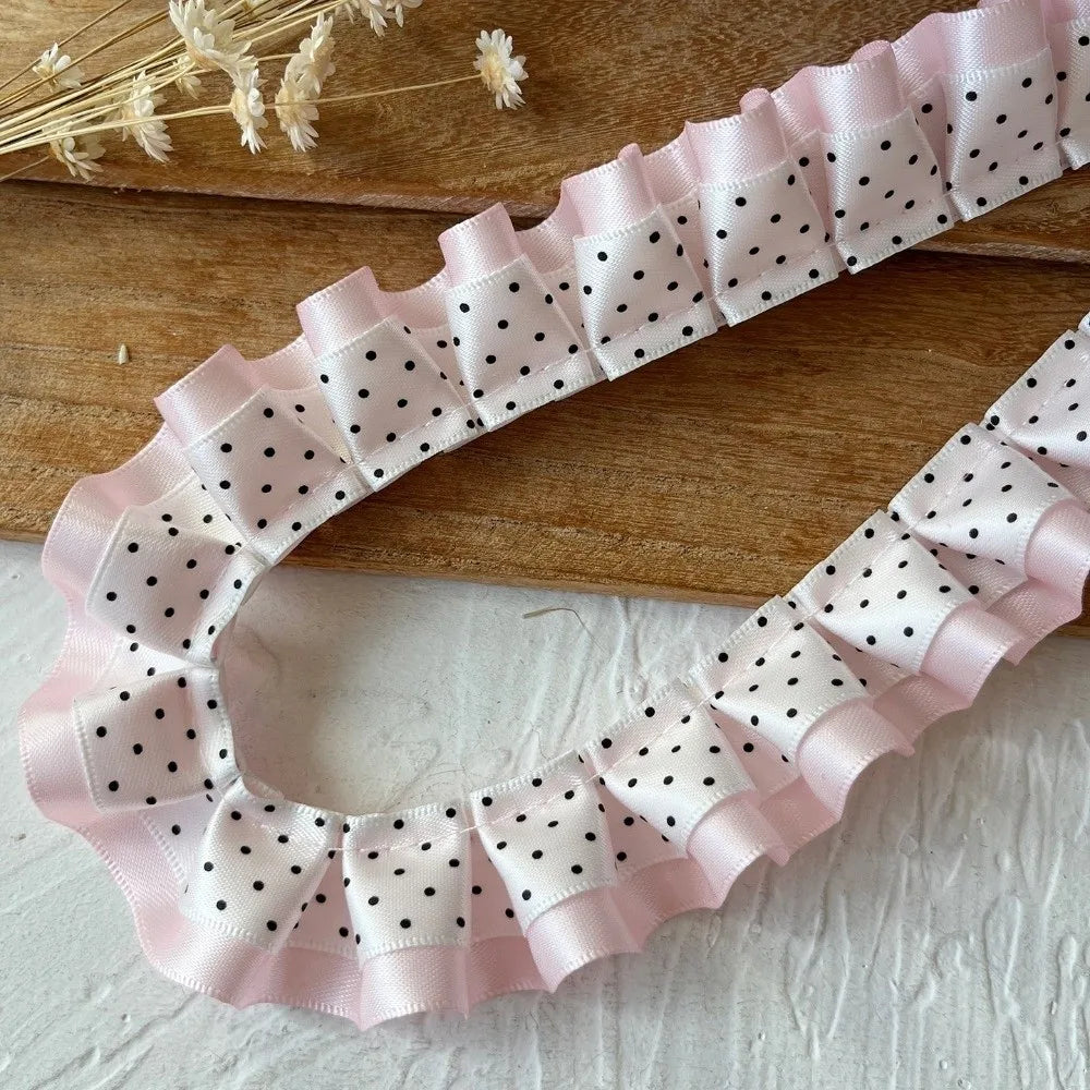 2M Pleated Ruffle Ribbon Trim – Double Layer Lace DIY Crafts