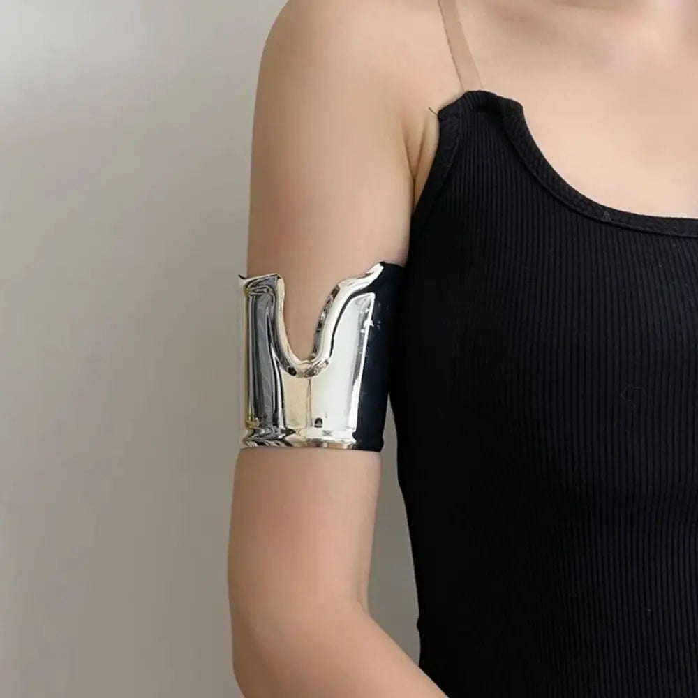 Wide Open Irregular Bangle Bracelet | Metallic Statement Jewelry