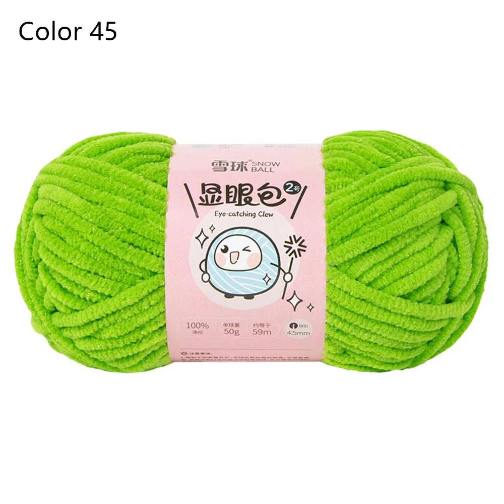 Soft Chenille Yarn 50g 59M 4.5mm – Shiny Chunky Knitting Yarn